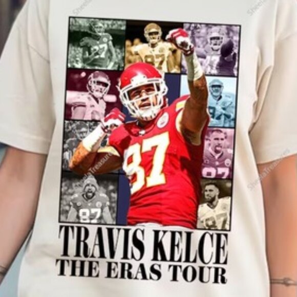 Travis Kelce Football T-Shirt White Retro 90s Classic Graphic Fan Gift Shirt 79 - Picture 2 of 6